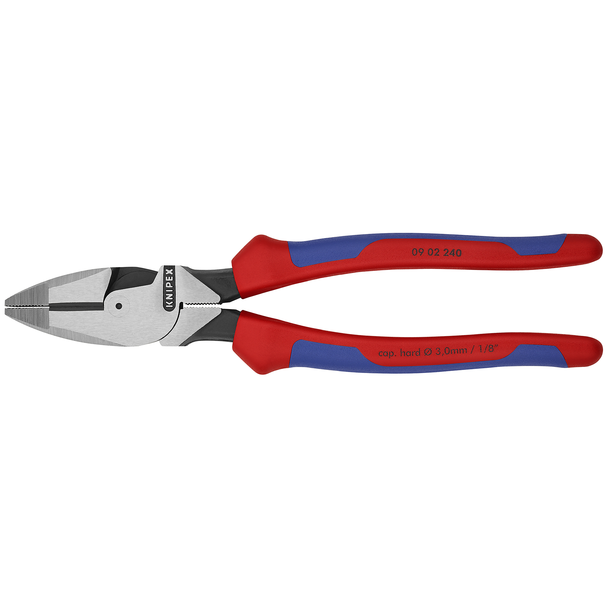 KNIPEX High Leverage Lineman's Pliers - 9.5in., Vanadium Steel, 0.188in. Jaw Capacity, Model# 09 02 240 SBA